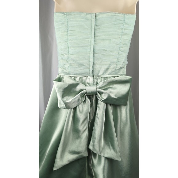 Vintage 50s Tulle Prom Dress Seafoam Green Satin Silk Halter Ruched Mint XXS XS - Picture 8 of 13